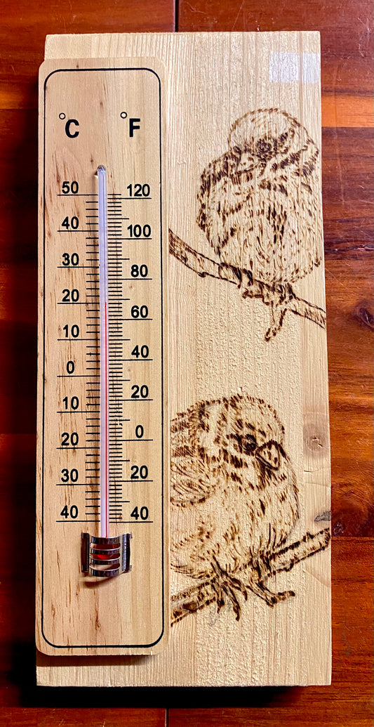 Termometro in legno pirografato